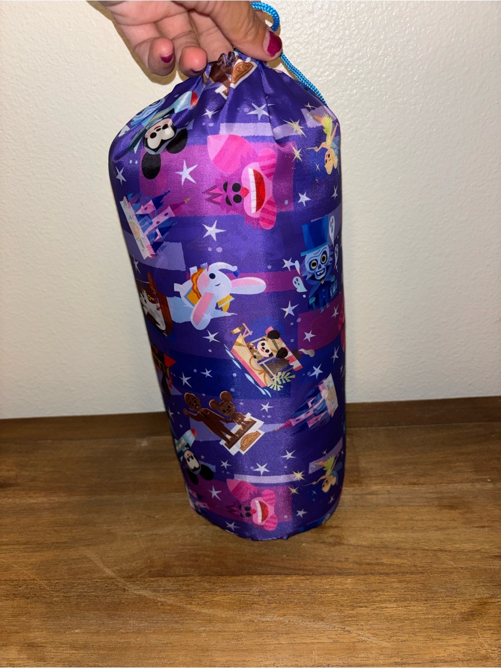 Disney Purple Character Print Drawstring Pouch with Blue Cord - Picture 3 of 5